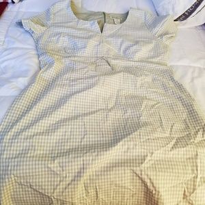 Eddie Bauer pale green and while gingham dress
